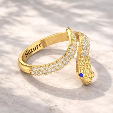 Blue Sapphire And Diamond Gold Filled Snake Open Band Ring