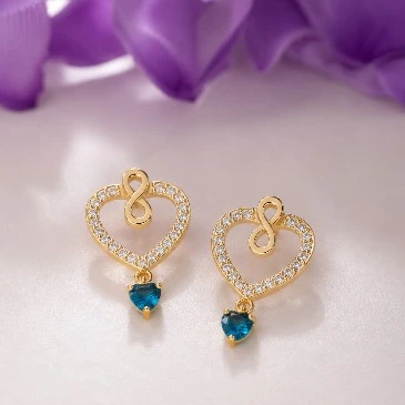 Gold Plated London Blue Topaz Infinity Heart Drop Earring