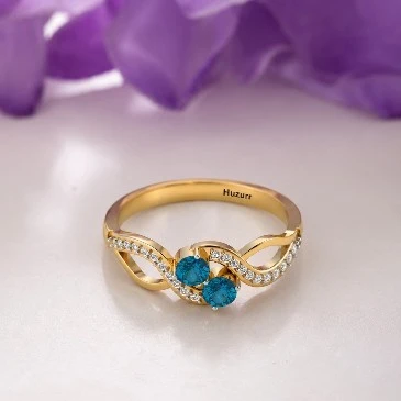 London Blue Topaz Gold Plated Two Tone 2 Stone Infinity Ring