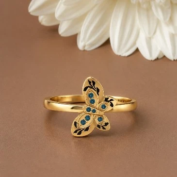 London Blue Topaz Gold Plated Butterfly Ring