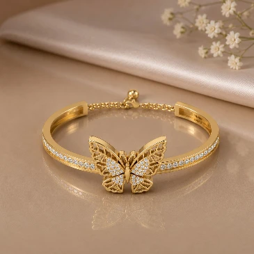 Diamond Butterfly Gold Filled Bracelet