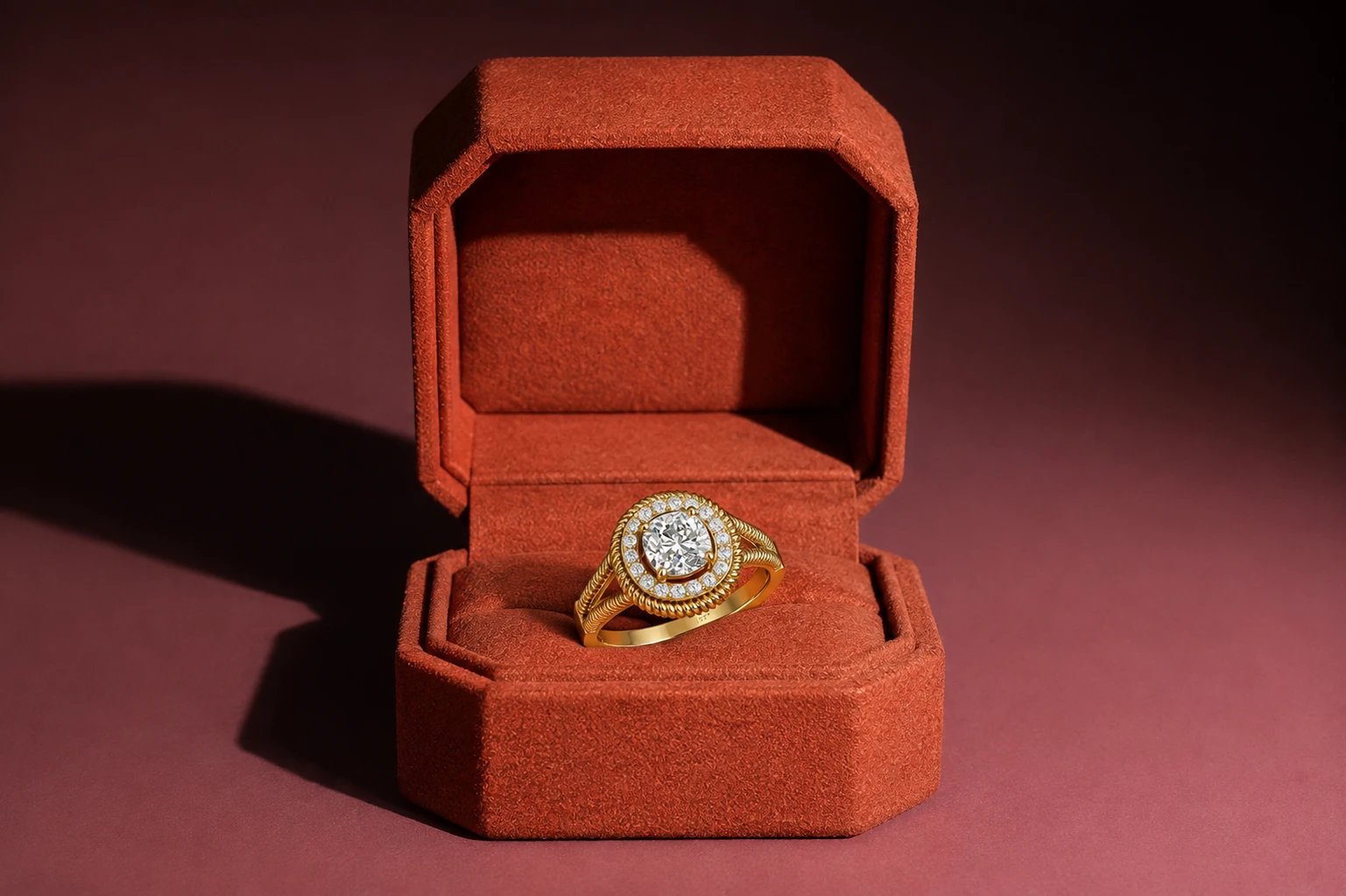 Cushion cut diamond engagement ring