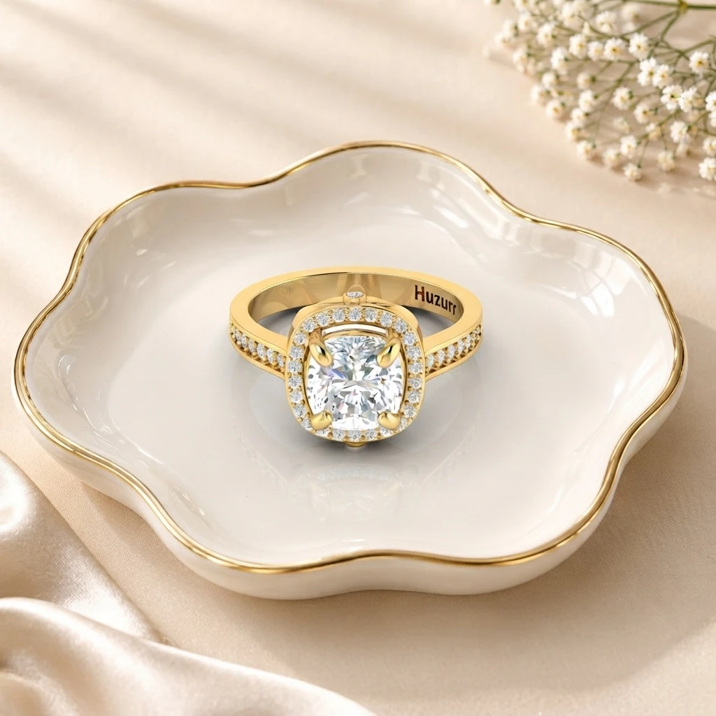 Gold-plated eternity ring sparkling with brilliant cushion-cut diamonds all around the band