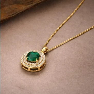 Cushion-Cut Emerald Pendant