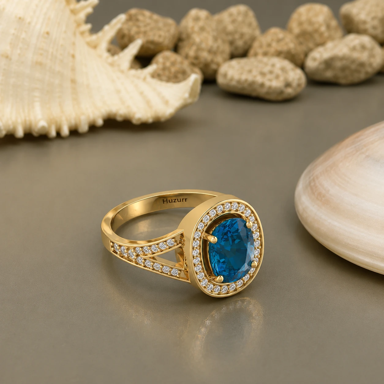 Cushion-Cut London Blue Topaz Solitaire Ring