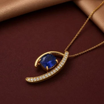 December Birthstone Cushion Square Tanzanite Wishbone Pendant