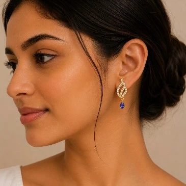 December Birthstone Teardrop Tanzanite Statement Earrings