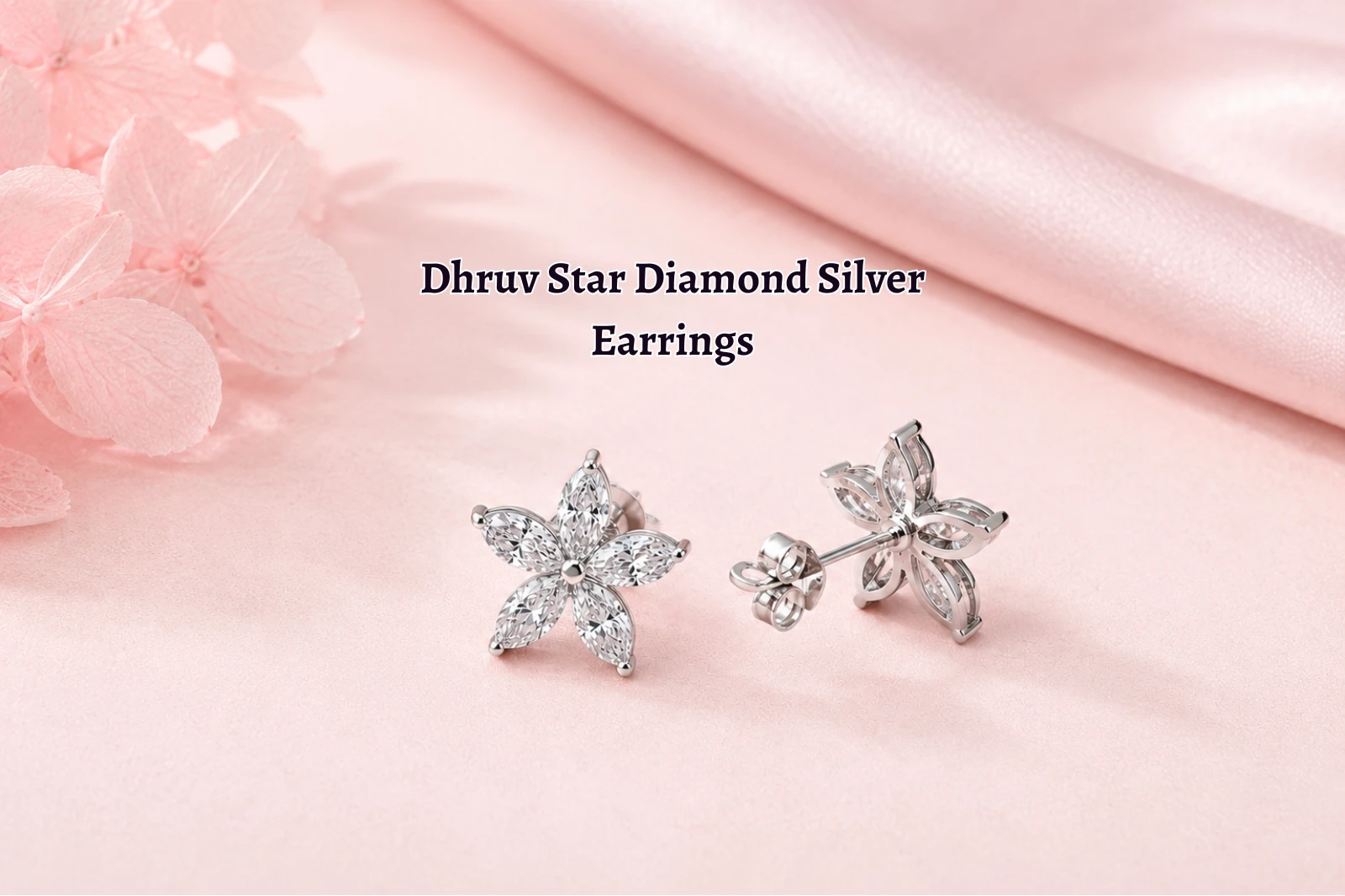Dhruv star-shaped diamond stud earrings crafted in silver from Huzurr