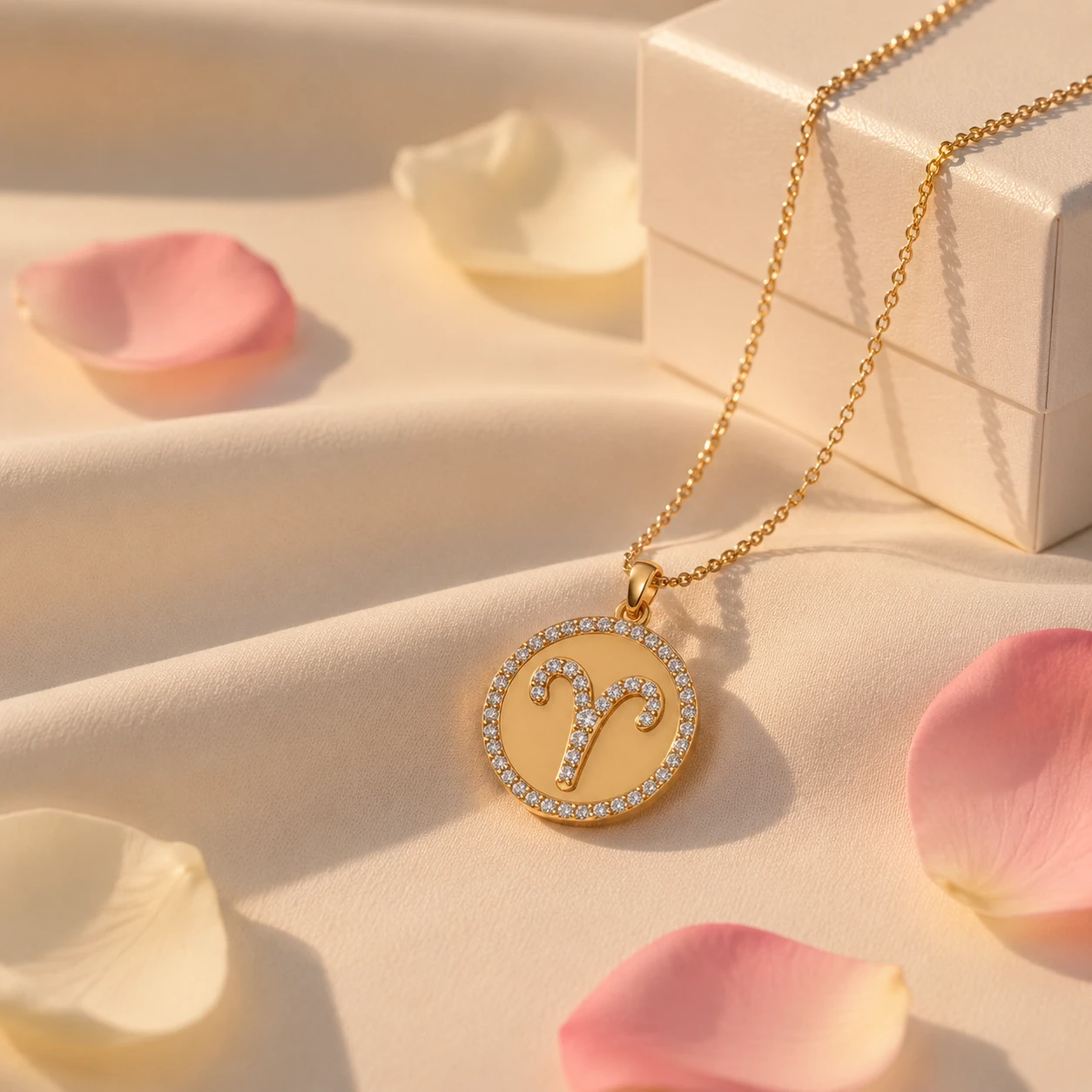 Gold Plated Diamond Zodiac Sign Coin Pendant