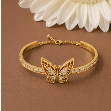 Diamond Butterfly Gold Plated Bracelet