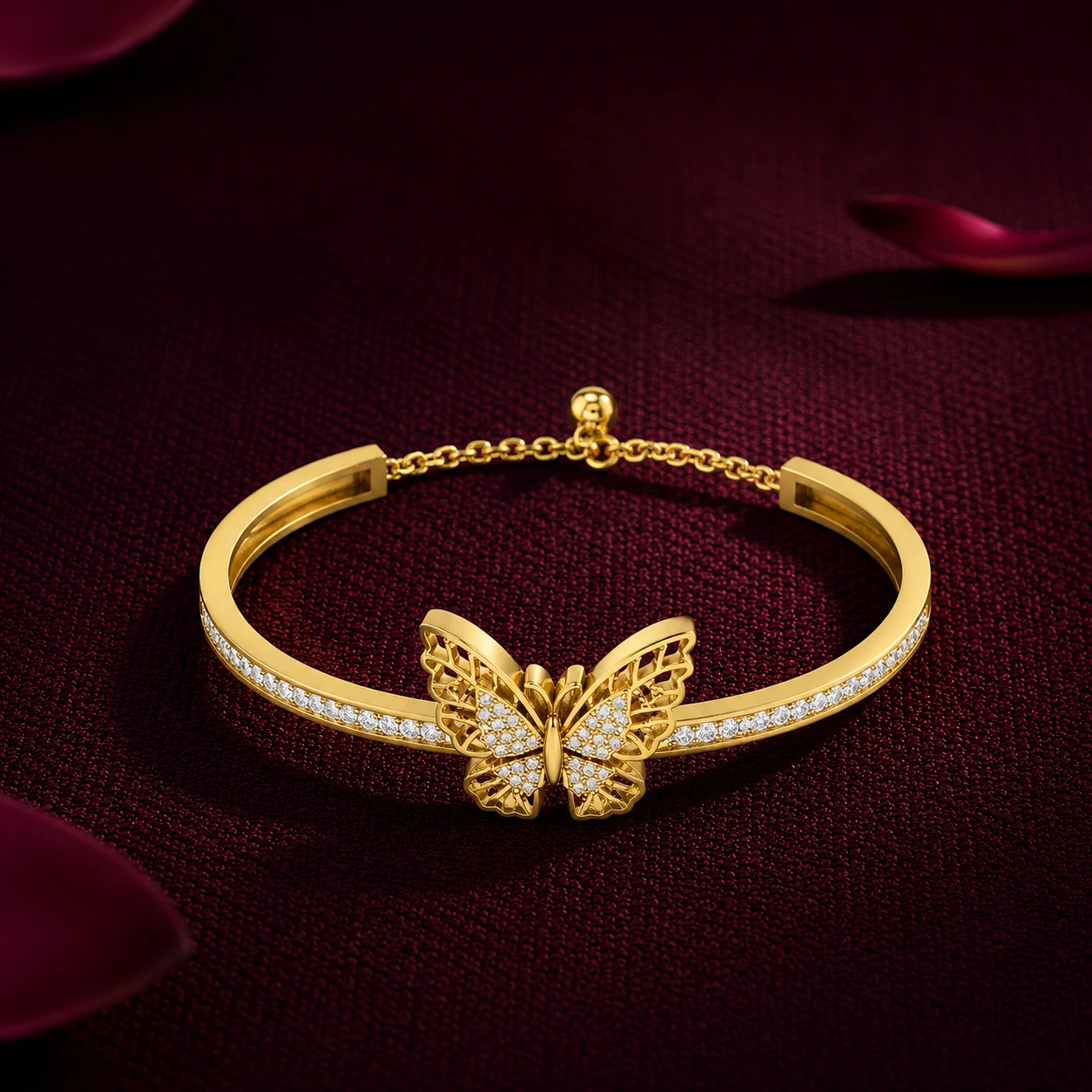 Diamond Butterfly Bracelet For April Born