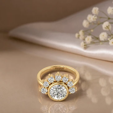 Round Diamond Crown Gold Plated Solitaire Ring