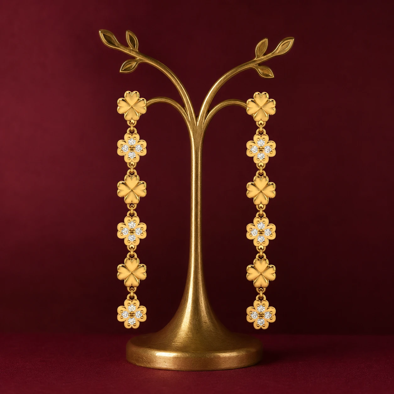 Diamond Drops & Danglers Clover Earrings