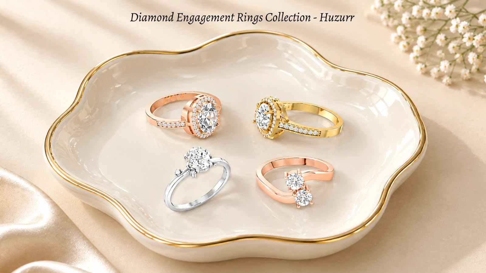 Huzurr diamond engagement rings in classic minimalist designs