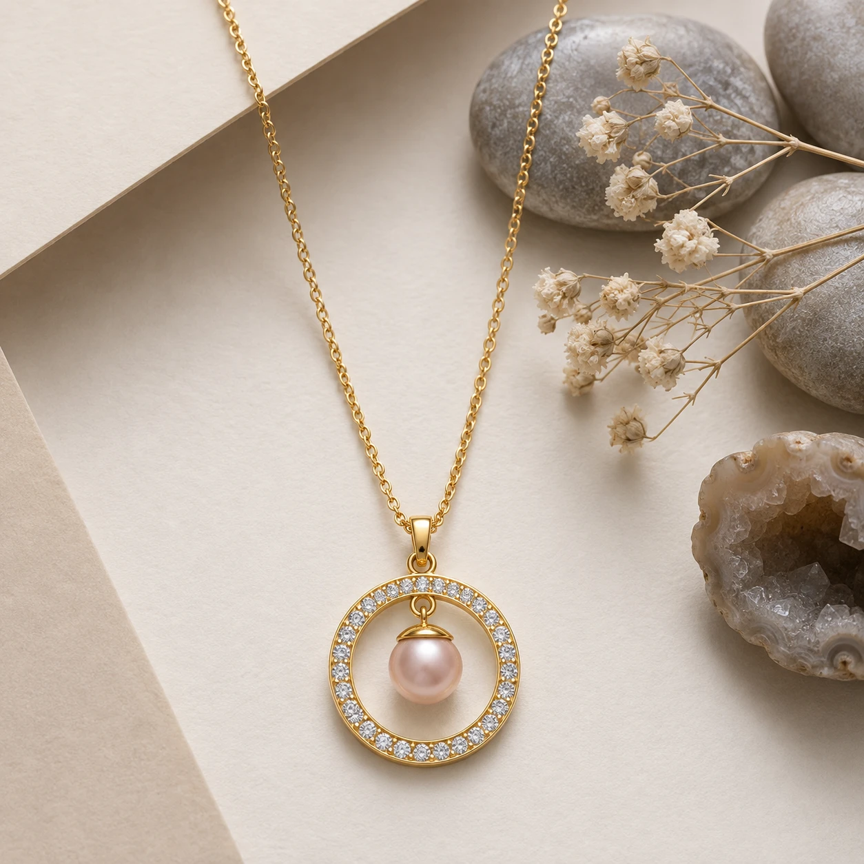 Diamond Gold Filled Circle Pendant