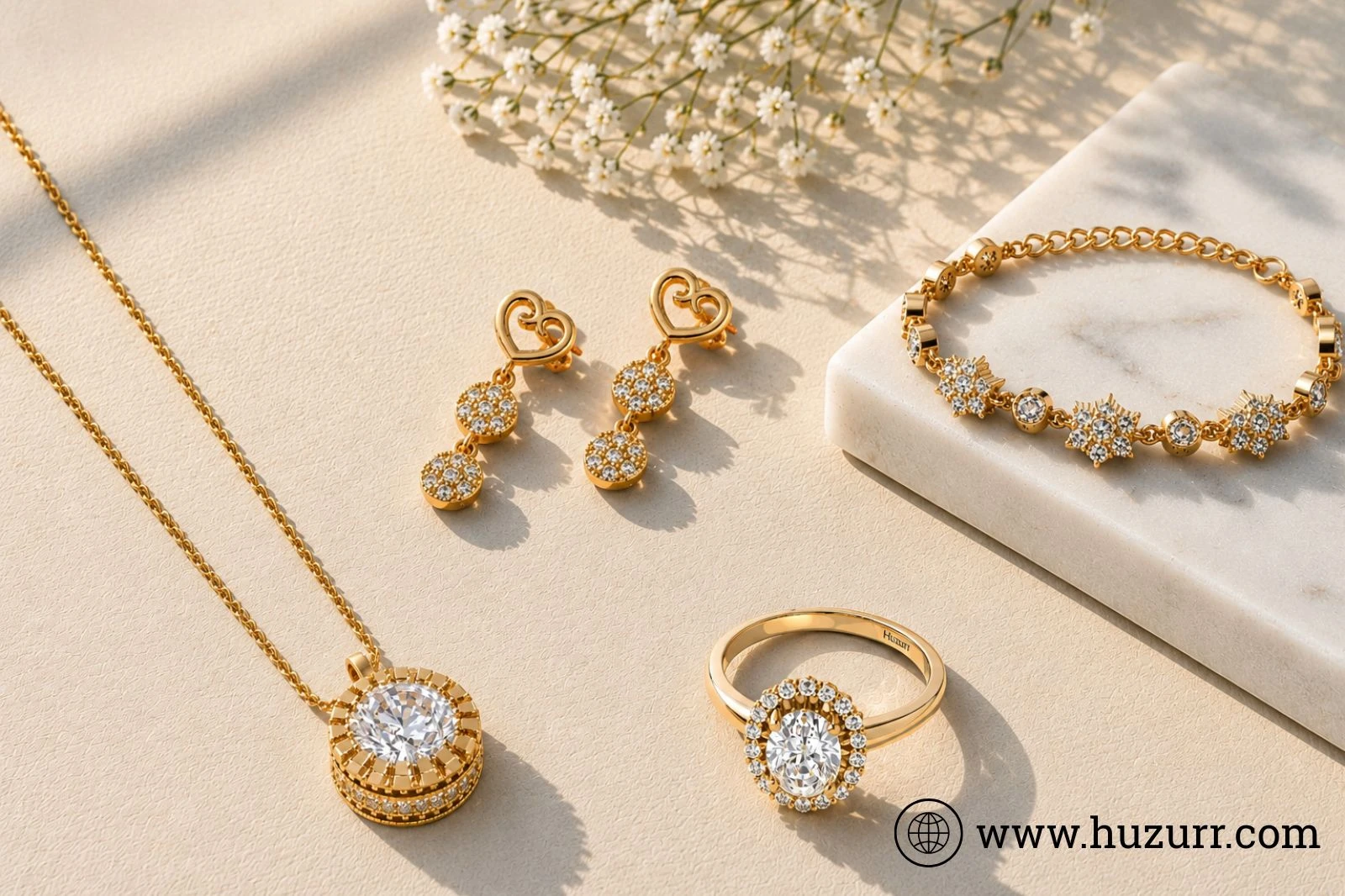 Diamond Halo Jewelry Set For Women At Affordable Price