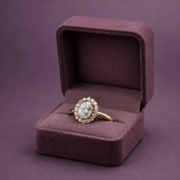 Sparkling Oval Diamond Halo Gold Plated Ring