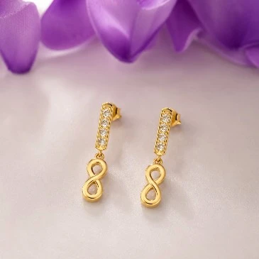 Infinity Drops Gold Plated Diamond Earrings