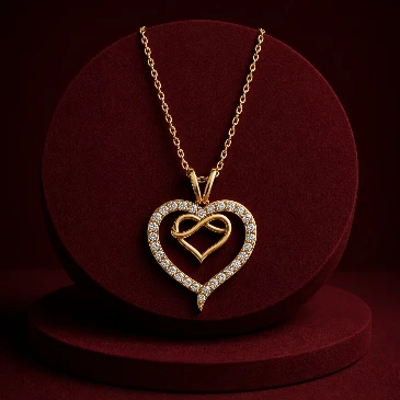 Gold Plated Diamond Infinity Heart Pendant