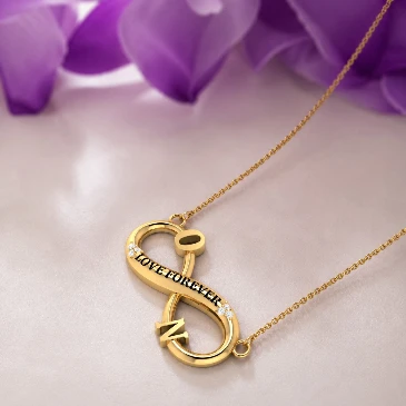 Diamond Gold Plated Love Forever Infinity Pendant With Initial O & N