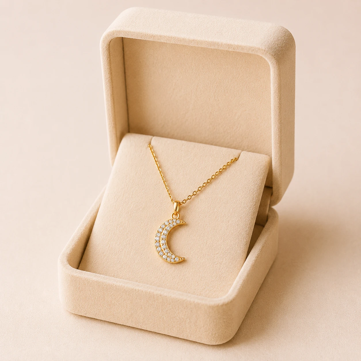 Gold Plated Diamond Moon Necklace