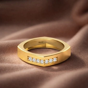 Round Diamond Square Band Ring For Men