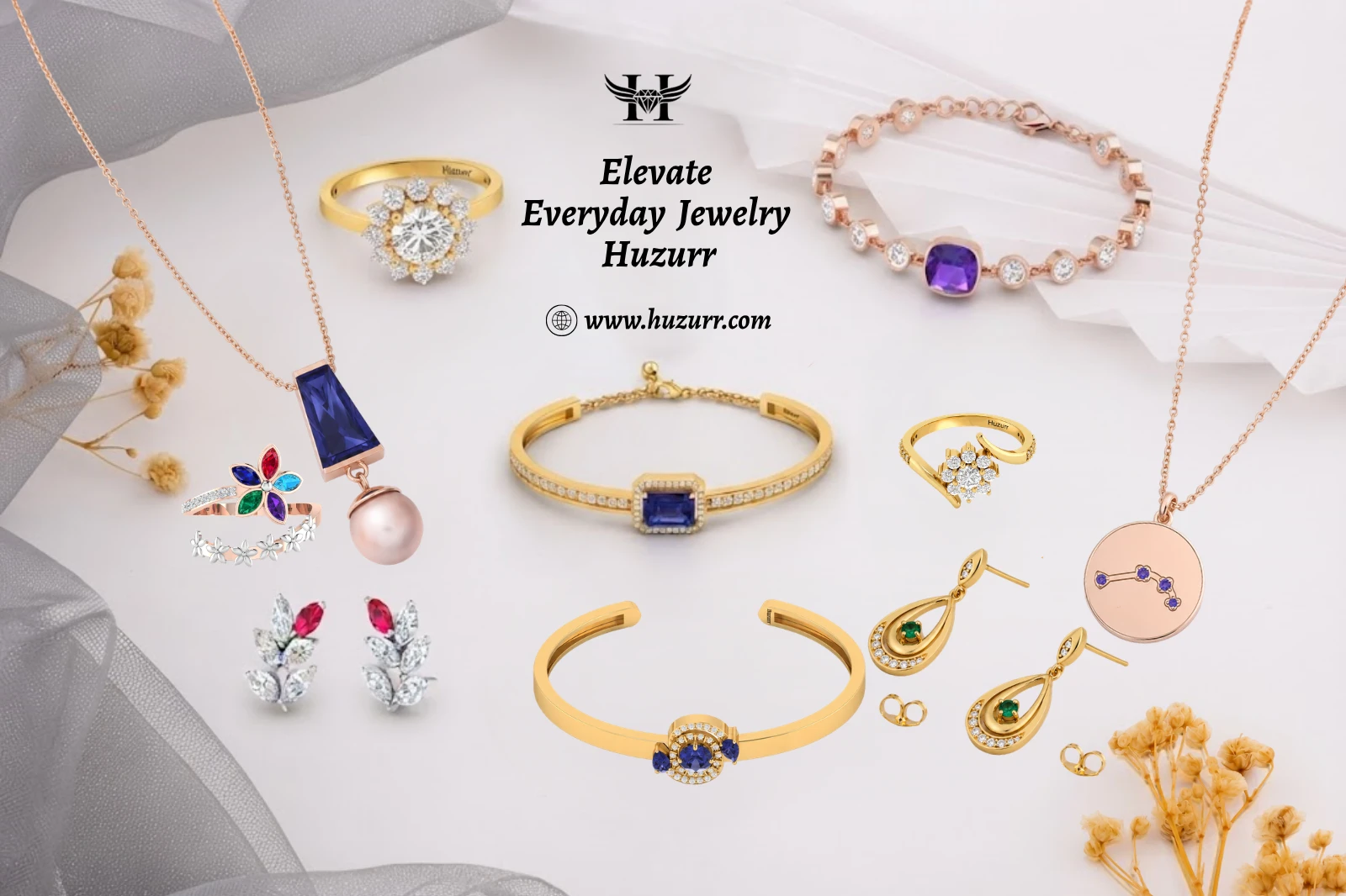 Elevate Everyday with Huzurr: Gold Cuff, Pearl Layers & Diamond Ring