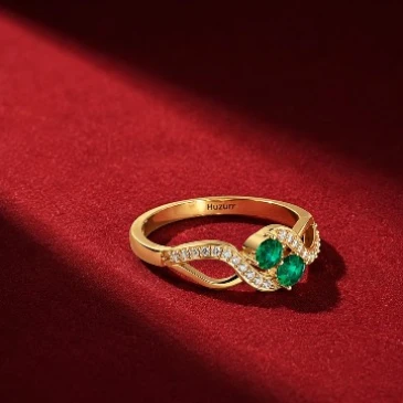 Emerald Gold Filled 2 Stone Infinity Ring