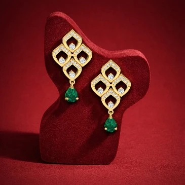 Emerald Art Deco Teardrop & Dangler Earrings