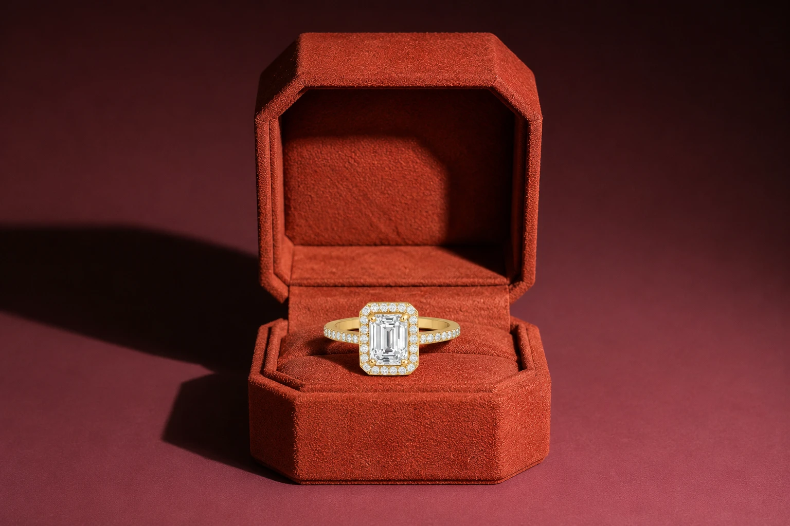 Emerald cut diamond engagement ring