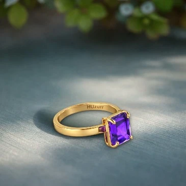 Emerald-Cut Amethyst Solitaire Ring