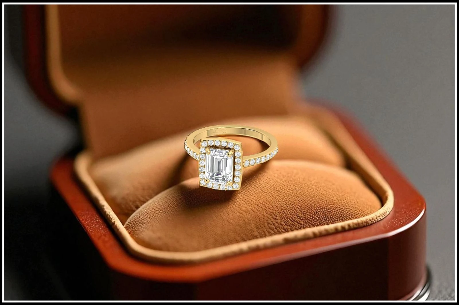 Emerald cut diamond engagement ring
