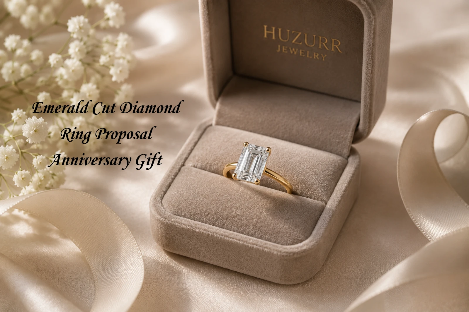 Emerald cut diamond ring for proposal anniversary Valentine's Day or Christmas