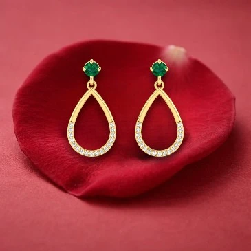 Emerald Gold Filled Open Teardrop Earrings