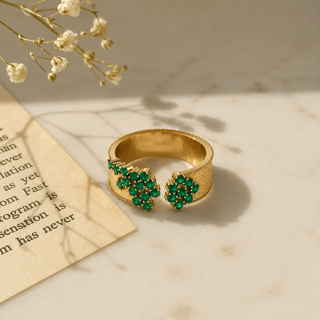 Emerald Gold Filled Solitaire Ring for women