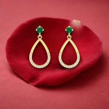 Emerald Gold Filled Open Teardrop Earrings