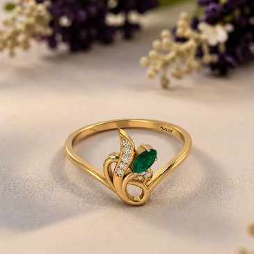 Oval-Cut Emerald Gold Filled Two Tone Classic Ring