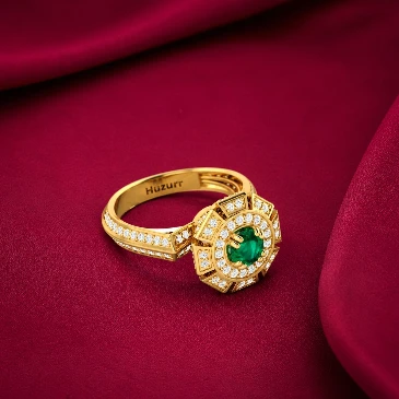 Emerald Diamond Victorian Gold Plated Ring