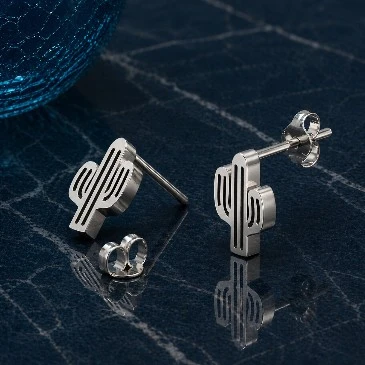 Fashion Cactus Sterling Silver Studs Earrings