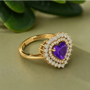 February Birthstone Heart-Cut Amethyst And Victorian Ring