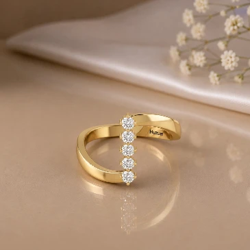 Five Diamond Gold Plated Ring For Women