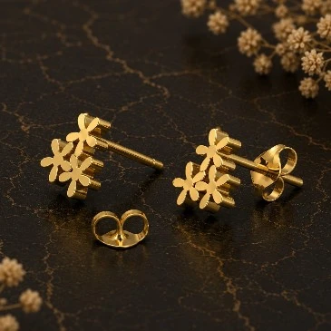 Fashion Floral Gold Plated Studs Earrings