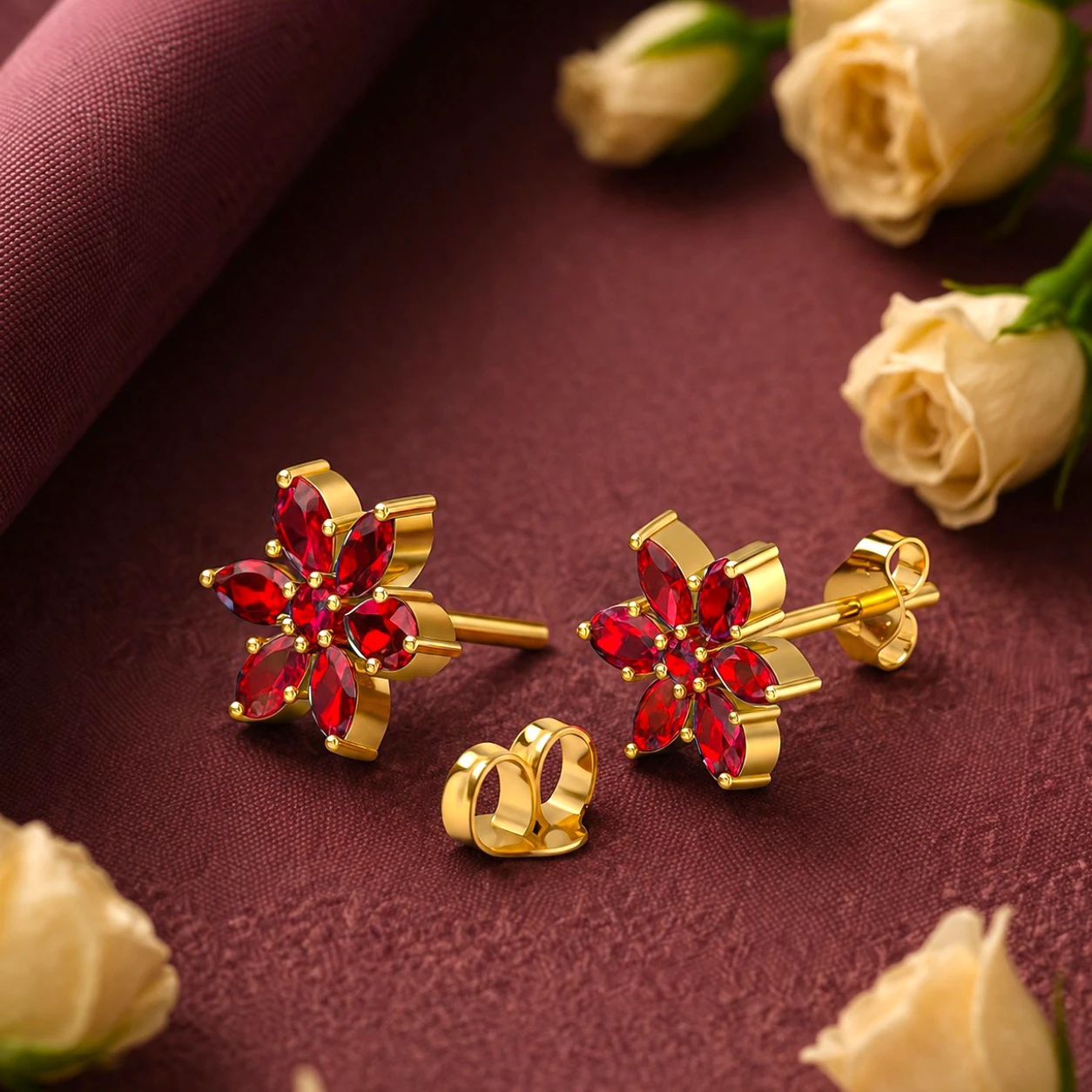 flower-garnet-stud-earrings