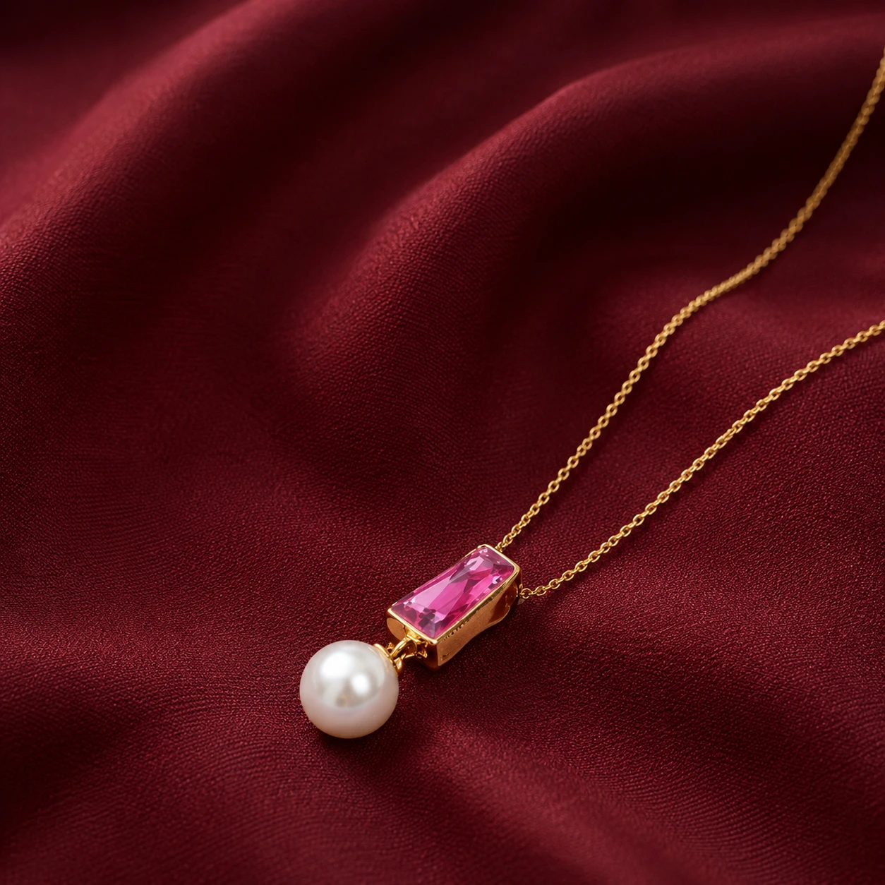 Freshwater Pearl And Trapezoid Morganite Pendant