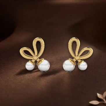 Freshwater Pearl Bow-Style Stud Earrings
