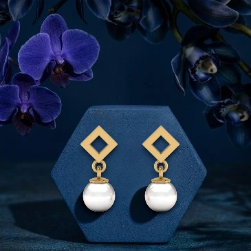 Gold Plated Freshwater Pearl Stud Dangle Earrings