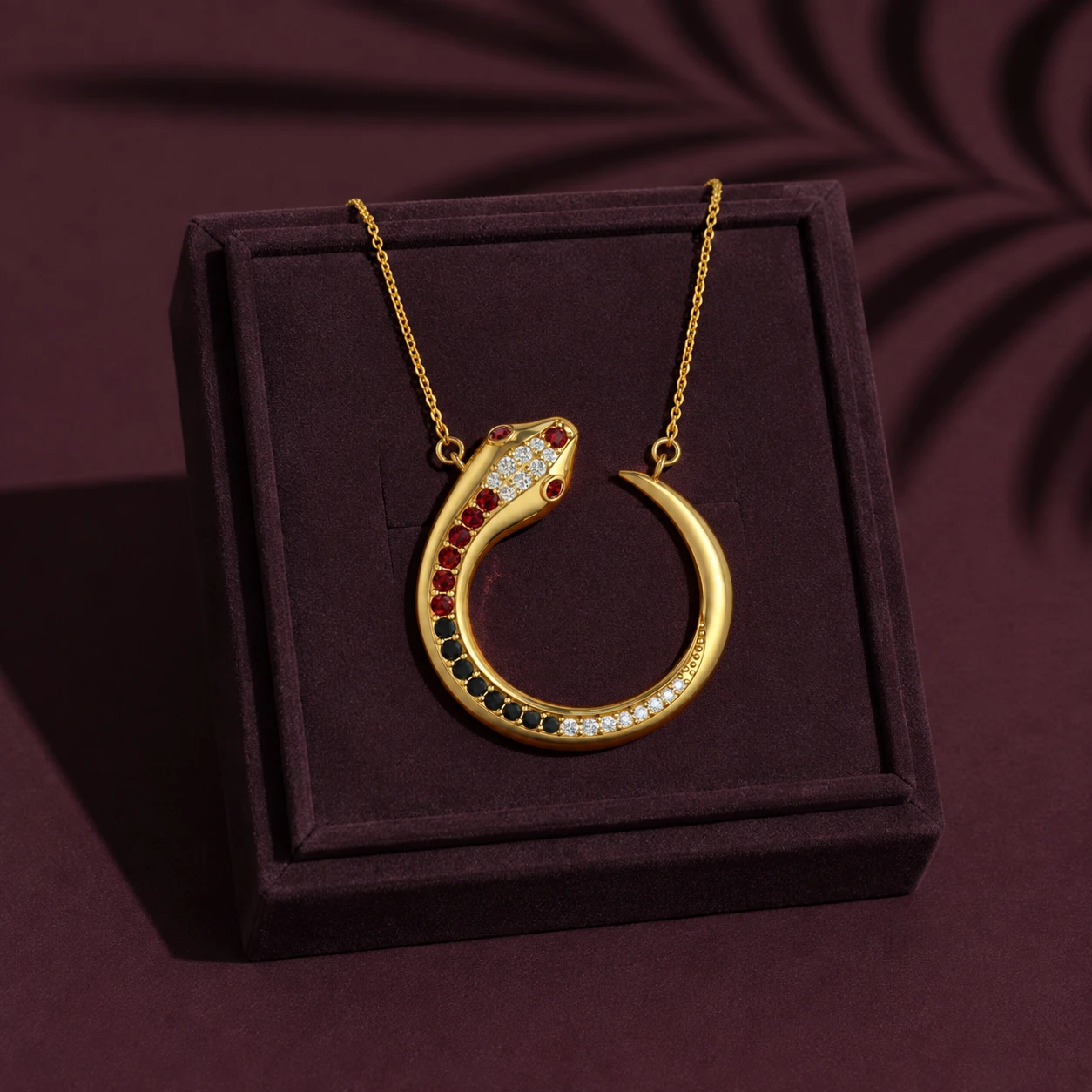 Garnet And Diamond Gold Filled Snake Pendant