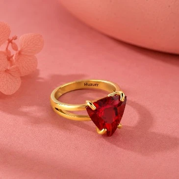 Trillion Curved Garnet Gold Filled Ring