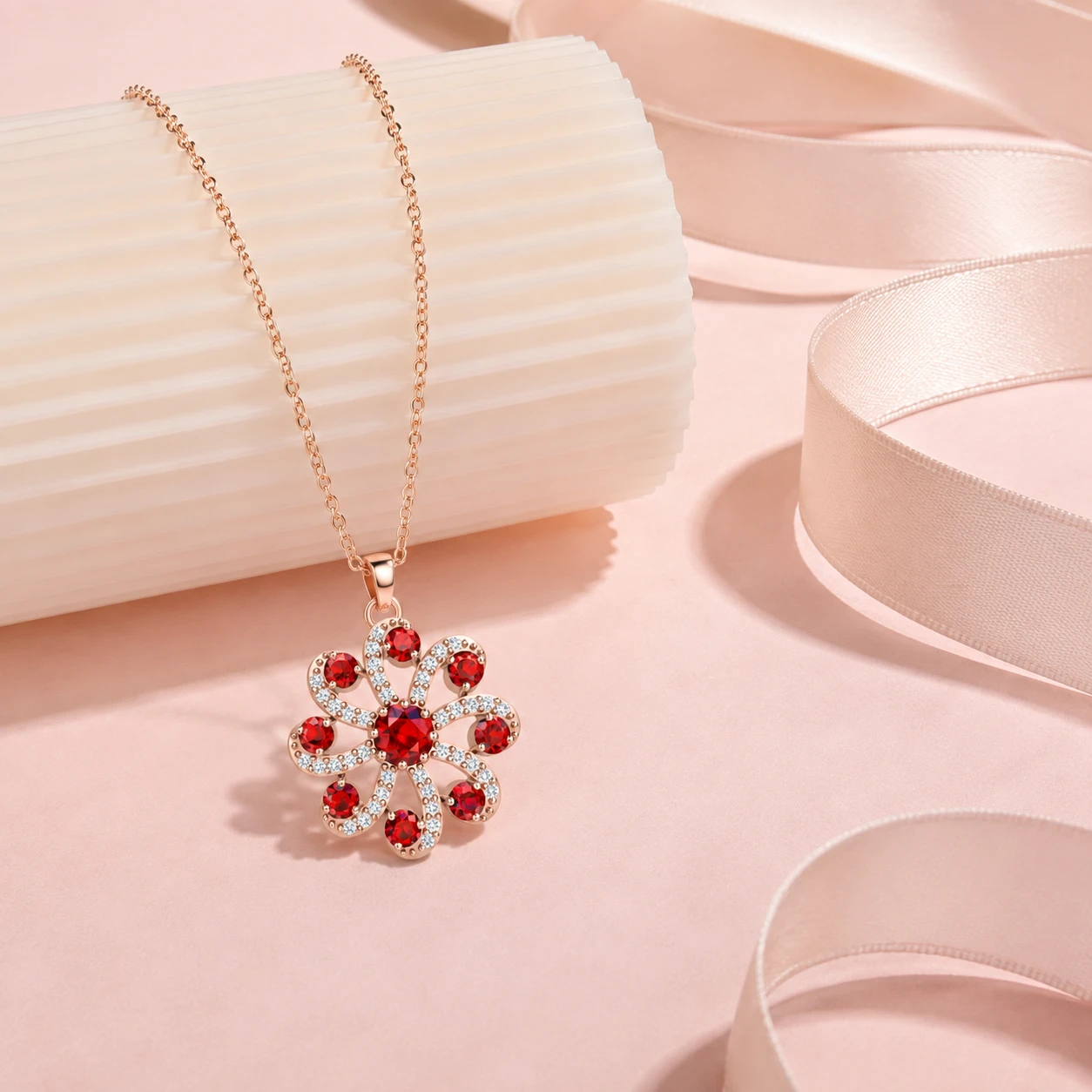 garnet-diamond-flower-pendant