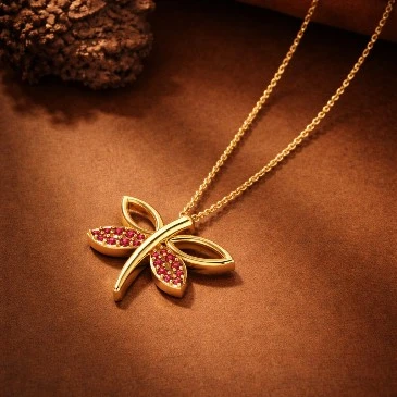 Garnet Dragonfly Pendant